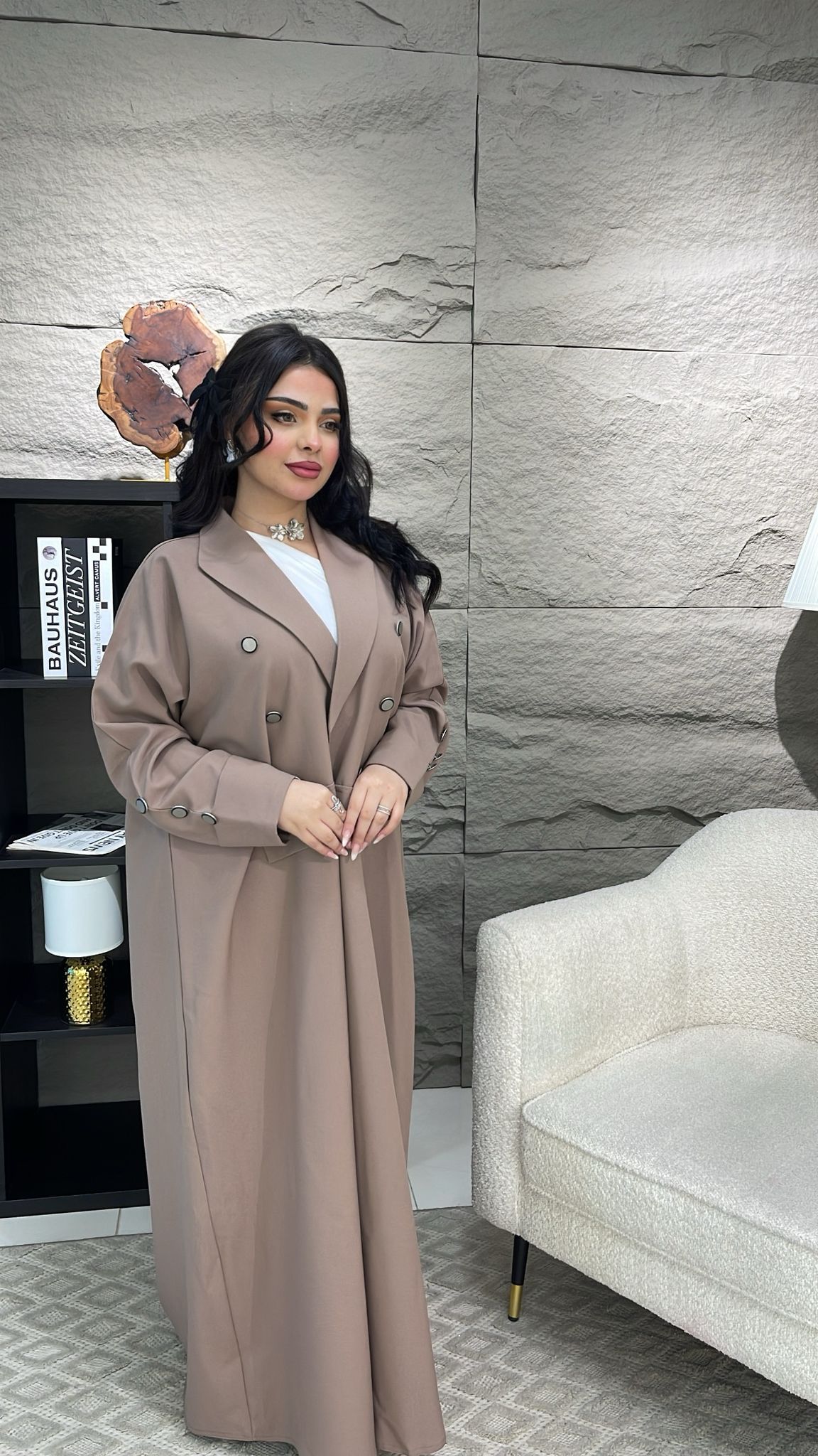 Classic Noir Double-Breasted Abaya