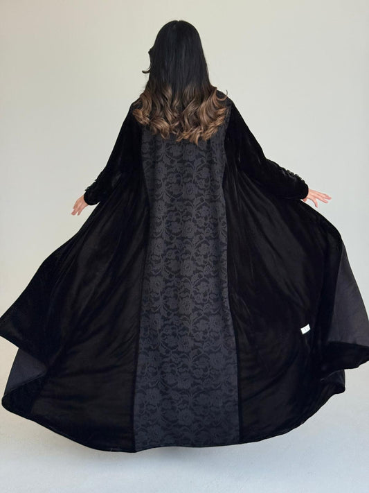 Luxury Lace Back Panel Abaya