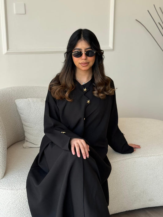 Black Minimate Abaya With Golden Buttons