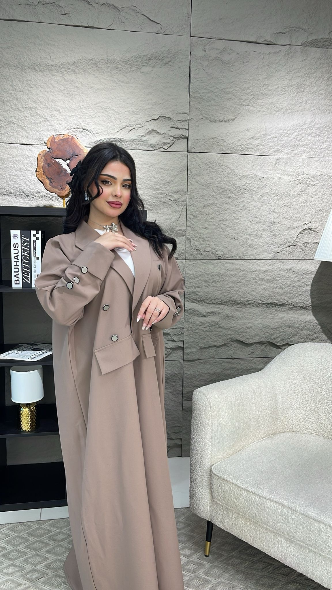 Classic Noir Double-Breasted Abaya