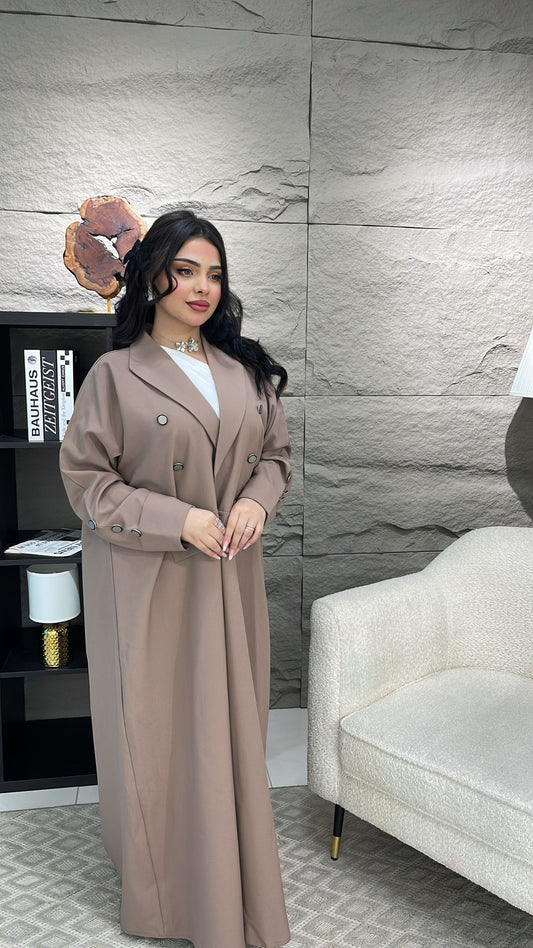 Classic Noir Double-Breasted Abaya