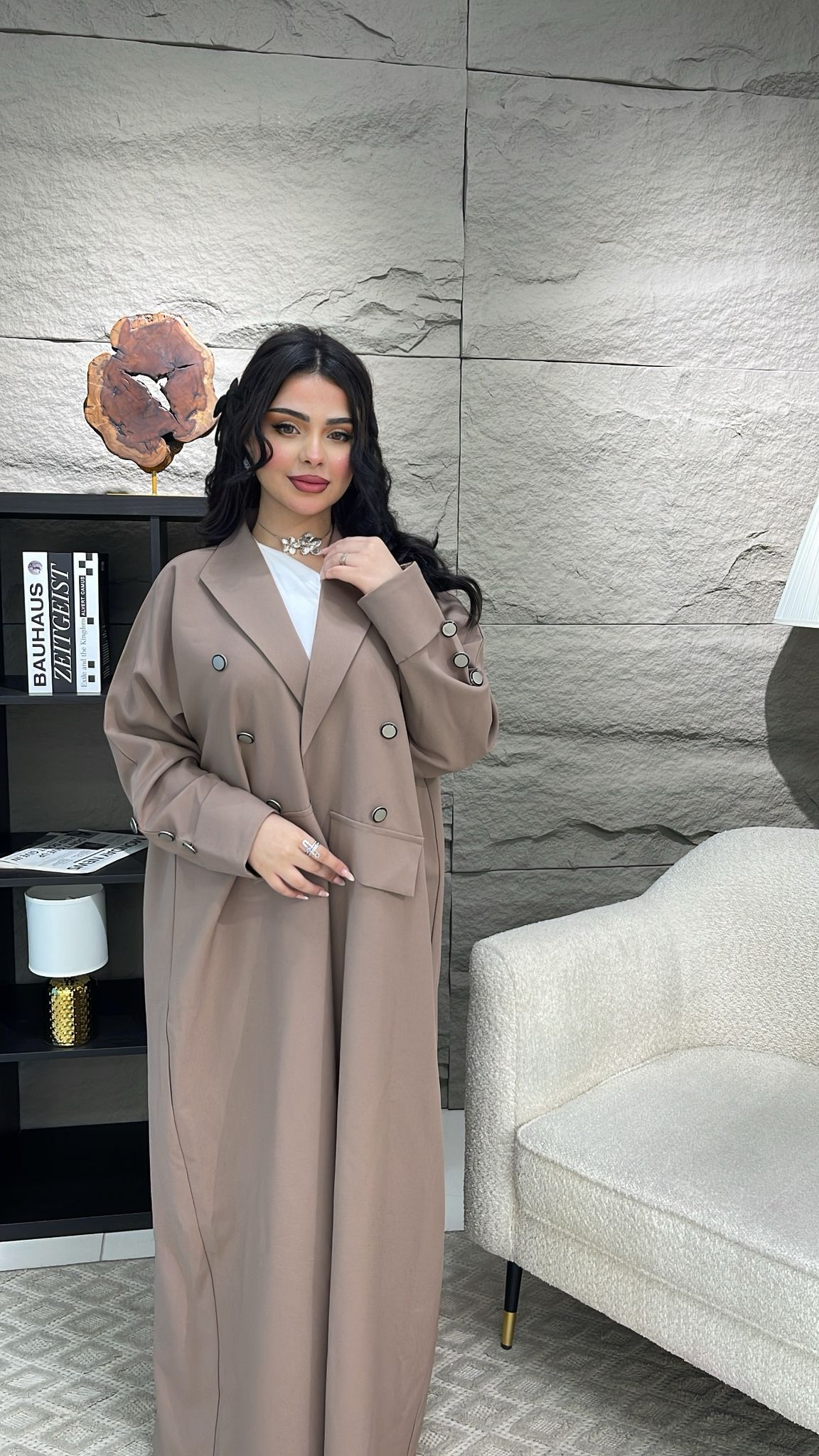 Classic Noir Double-Breasted Abaya