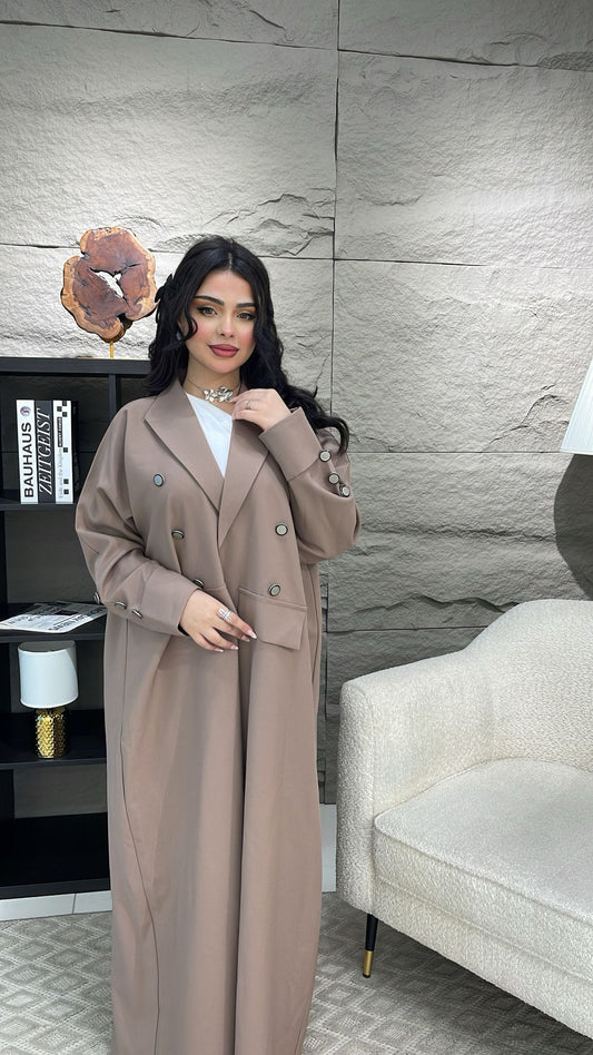 Classic Noir Double-Breasted Abaya