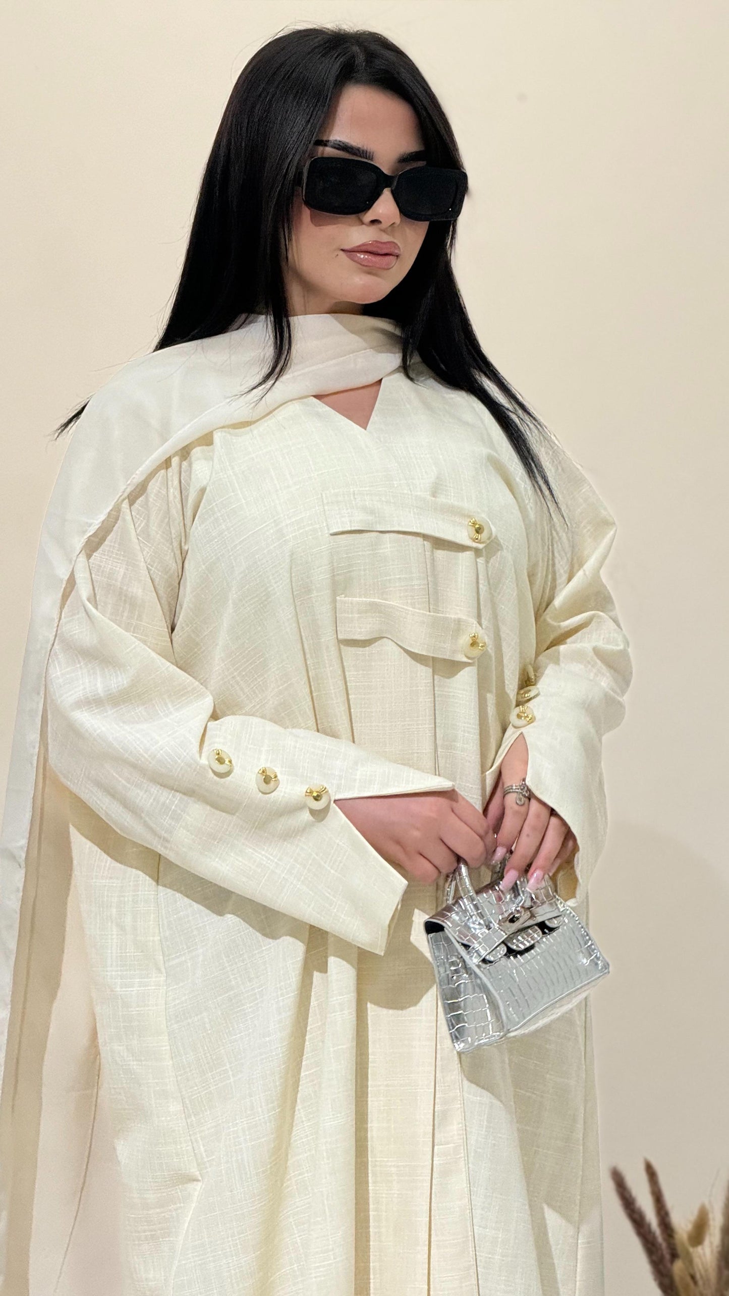 Imperial Linen-Texture Abaya