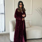Burgundy Velvet Abaya