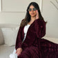 Burgundy Velvet Abaya