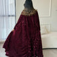 Burgundy Velvet Abaya