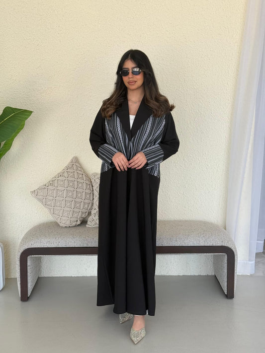 Crepe Abaya With Sado Lace