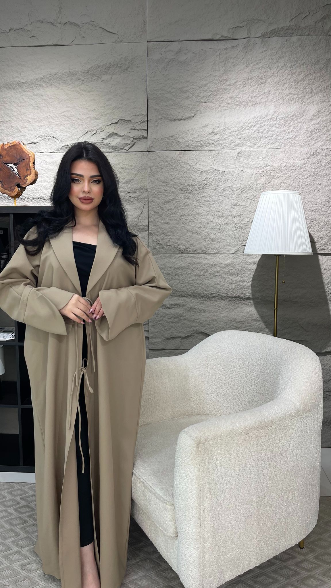 Serene Taupe Trench-Style Abaya