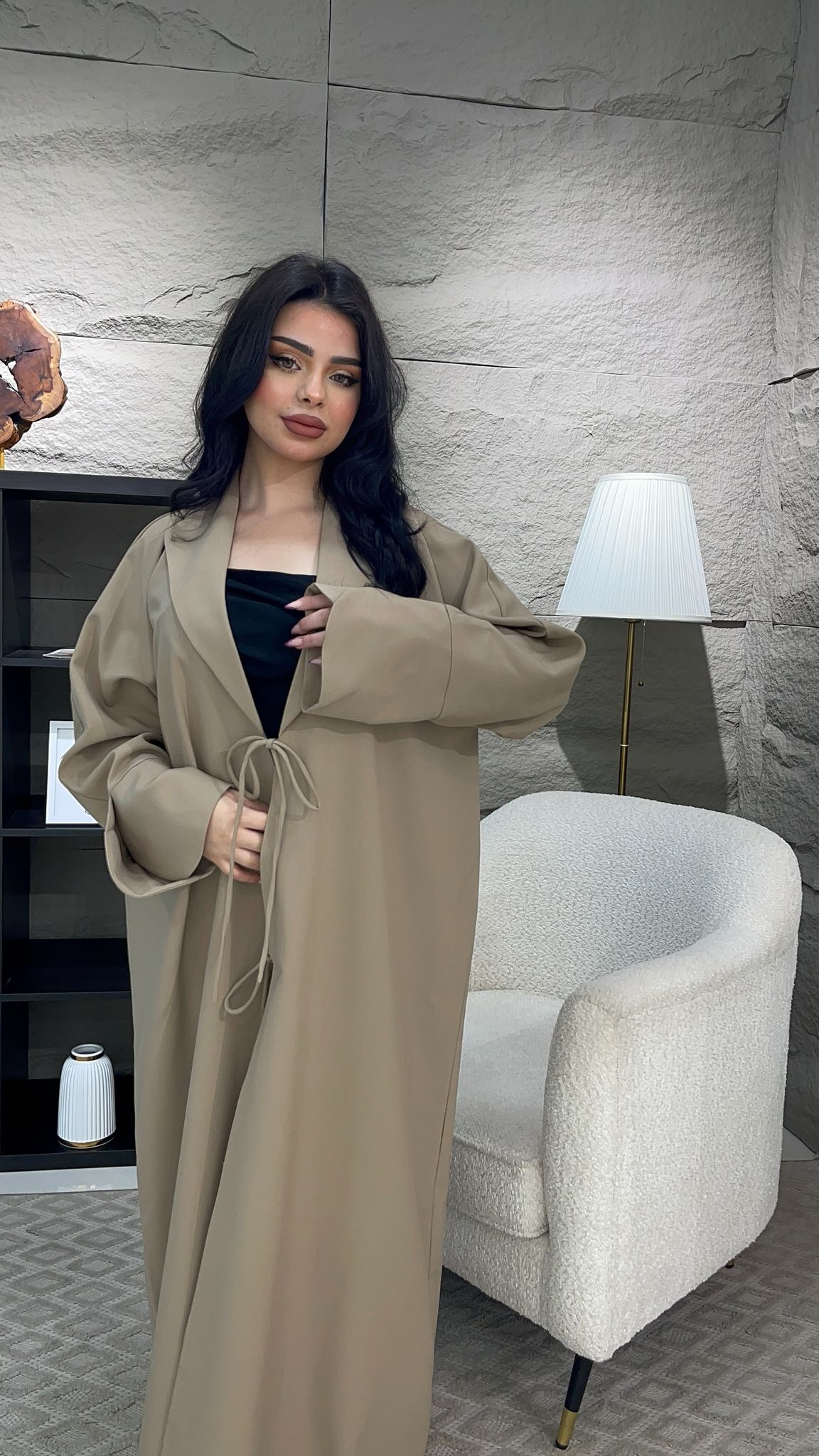 Serene Taupe Trench-Style Abaya