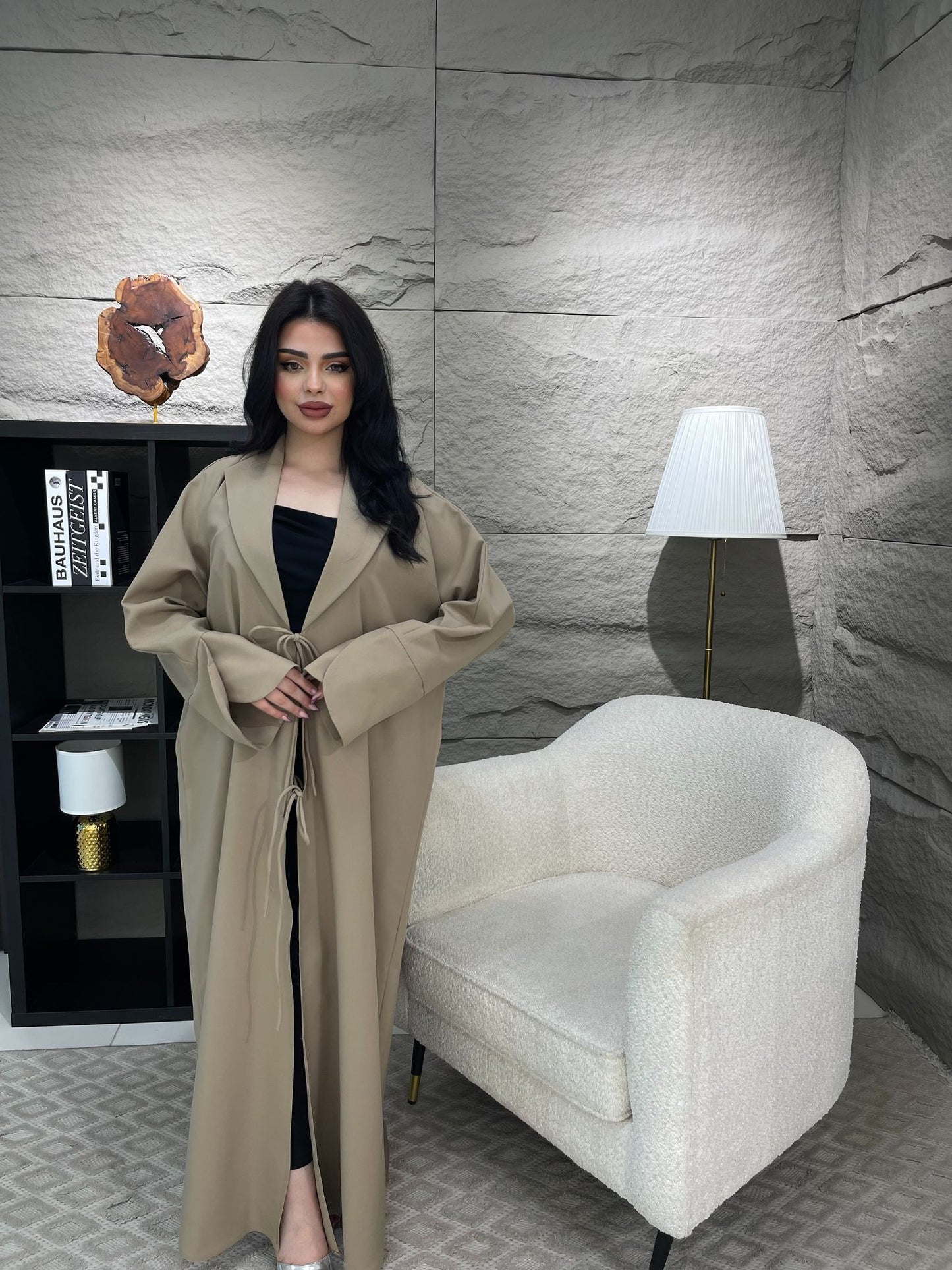 Serene Taupe Trench-Style Abaya