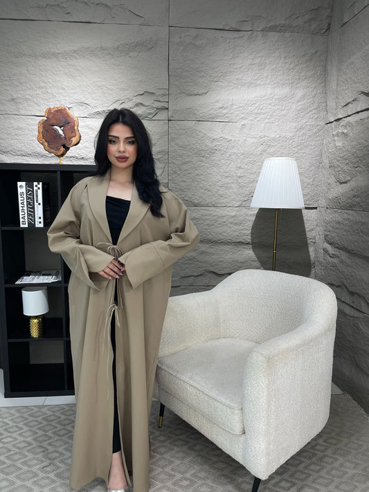 Serene Taupe Trench-Style Abaya
