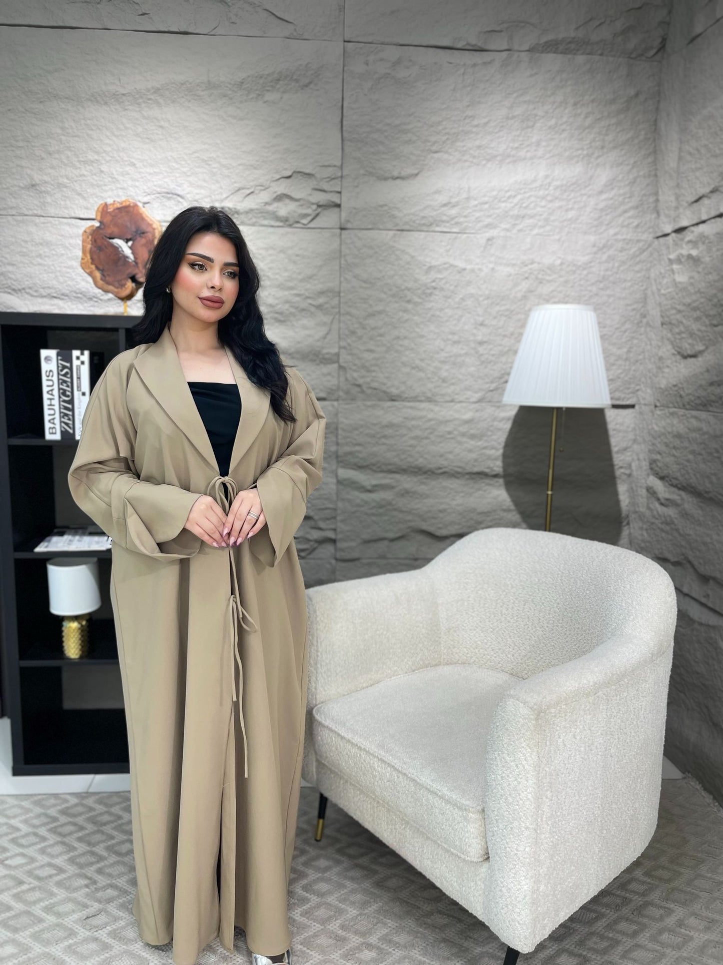 Serene Taupe Trench-Style Abaya