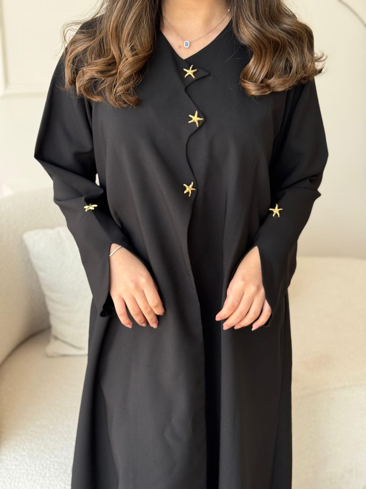 Black Minimate Abaya With Golden Buttons