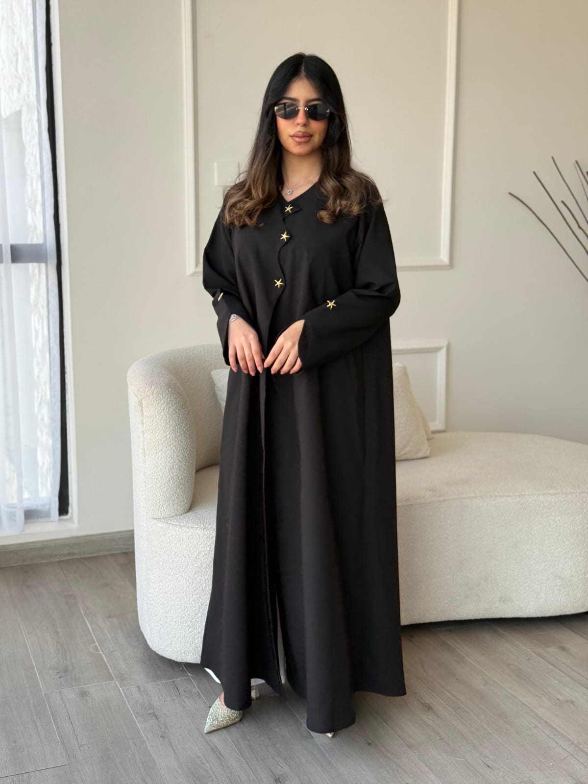 Black Minimate Abaya With Golden Buttons