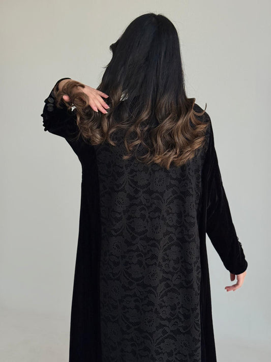 Luxury Lace Back Panel Abaya